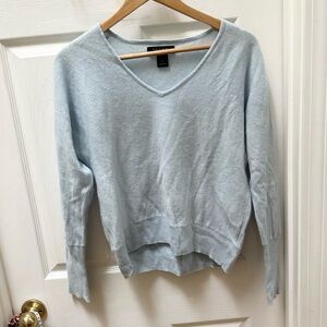 Tahari Cashmere Soft Sky Blue V-Neck Sweater XL